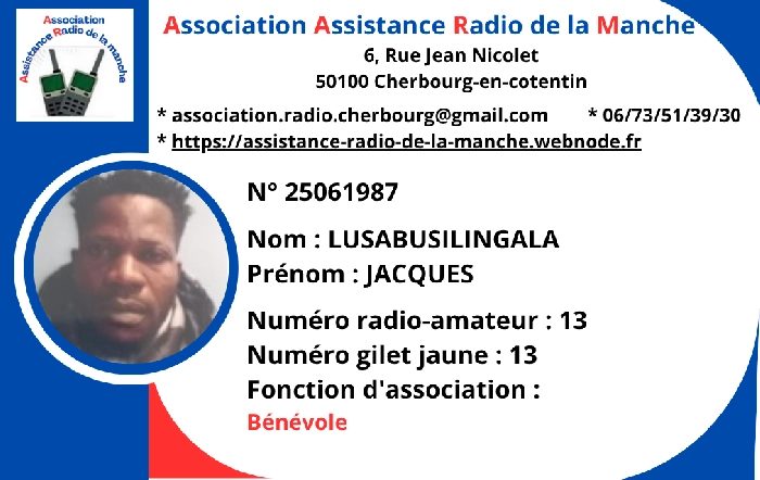 LUSABUSILINGALA Jacques - Bénévole